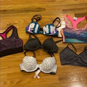 3 bras and 3 sports bras